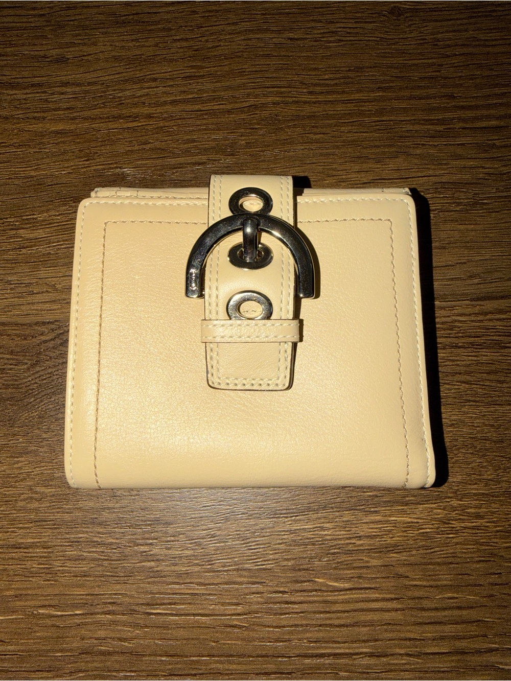 Vintage Coach SoHo Wallet Cream Tan Leather Silver buckle NEW deadstock - Picture 4 of 12